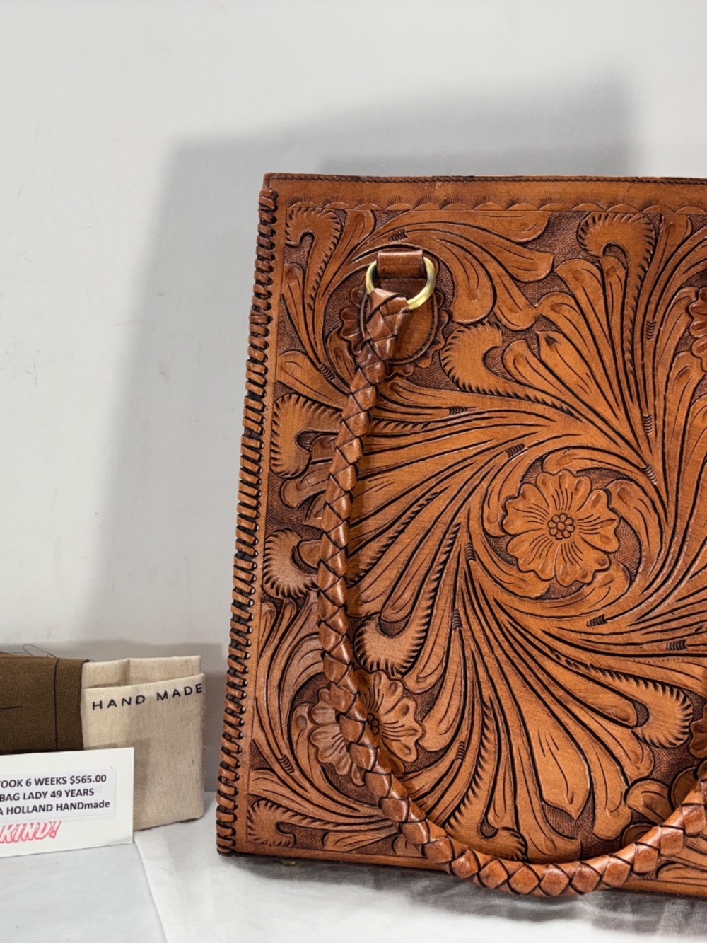 VILENCA HOLLAND-NWT$565.00 HAND TOOLING TOOK 6 WEEKS +HAND LACING+HAND STAINING - Picture 2 of 14